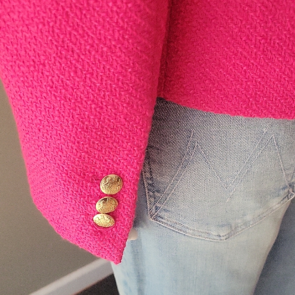 J. Crew Factory Schoolboy Tweed Blazer In Sweet Fuchsia - Picture 7 of 16